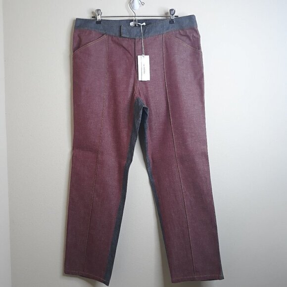 NWT Y2K Derek Lam 10 Crosby Cropped Color Block Chambray Pants 12 - Picture 2 of 12